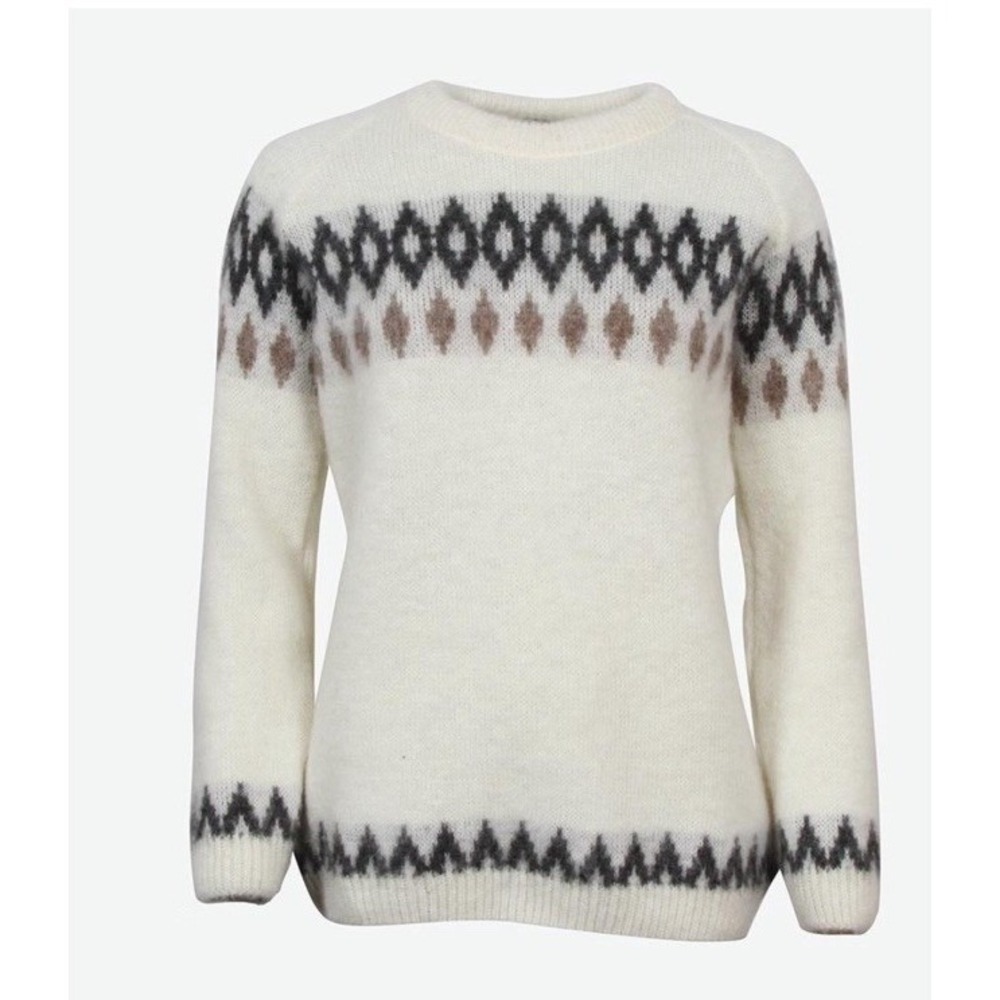 Women's Icewear Icelandic Wool‎ Hildur Cream Grey Nordic Sweater Medium
